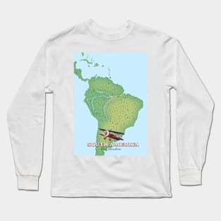 south american travel map Long Sleeve T-Shirt